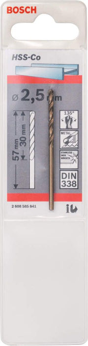 Bosch burgija za metal HSS-Co, DIN 338 2,5 x 30 x 57 mm pakovanje od 1 komada - 2608585841