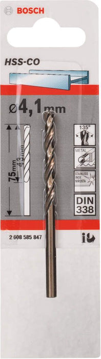 Bosch burgija za metal HSS-Co, DIN 338 4,1 x 43 x 75 mm pakovanje od 1 komada - 2608585847