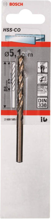 Bosch burgija za metal HSS-Co, DIN 338 5,1 x 52 x 86 mm pakovanje od 1 komada - 2608585852