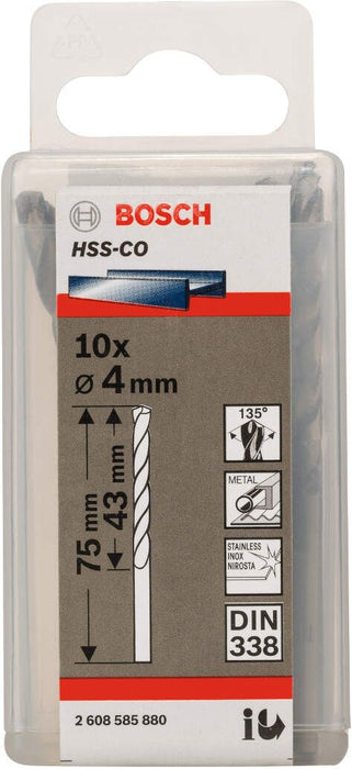 Bosch burgija za metal HSS-Co, DIN 338 4 x 43 x 75 mm pakovanje od 10 komada - 2608585880