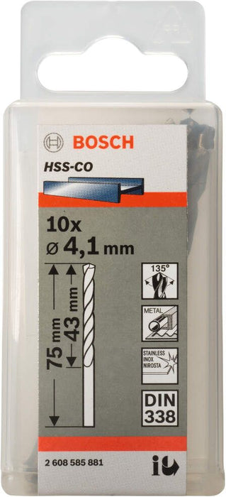 Bosch burgija za metal HSS-Co, DIN 338 4,1 x 43 x 75 mm pakovanje od 10 komada - 2608585881