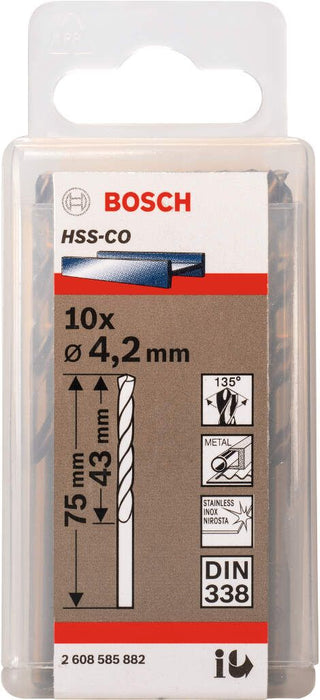 Bosch burgija za metal HSS-Co, DIN 338 4,2 x 43 x 75 mm pakovanje od 10 komada - 2608585882