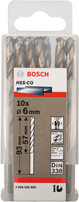 Bosch burgija za metal HSS-Co, DIN 338 6 x 57 x 93 mm pakovanje od 10 komada - 2608585889