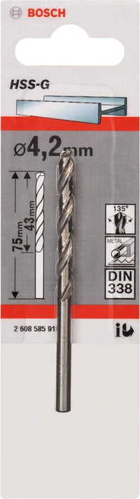 Bosch burgija za metal HSS-G, DIN 338 4,2 x 43 x 75 mm pakovanje od 1 komada - 2608585918