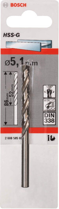 Bosch burgija za metal HSS-G, DIN 338 5,1 x 52 x 86 mm pakovanje od 1 komada - 2608585923