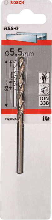 Bosch burgija za metal HSS-G, DIN 338 5,5 x 57 x 93 mm pakovanje od 1 komada - 2608585925