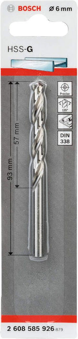 Bosch burgija za metal HSS-G, DIN 338 6 x 57 x 93 mm pakovanje od 1 komada - 2608585926