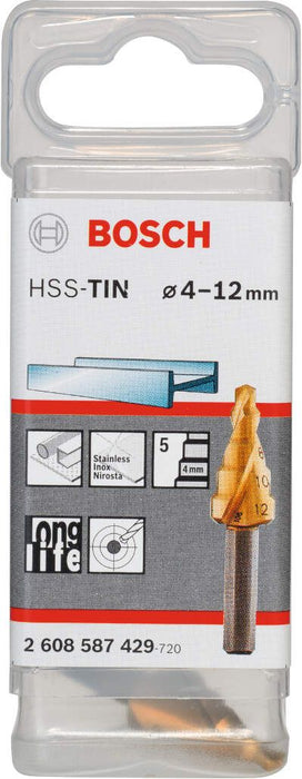 Bosch stepenaste burgije HSS-TiN 4 - 12 mm, 6,0 mm, 50 mm - 2608587429