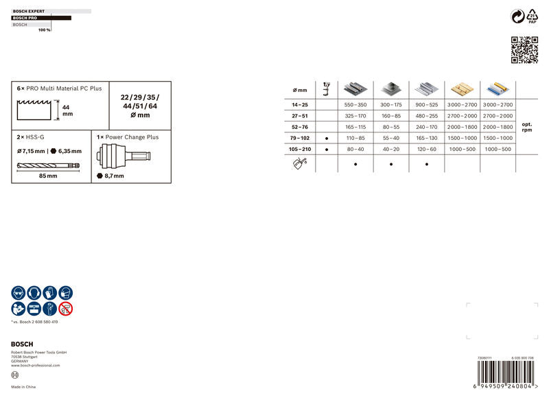 BOSCH Set PRO Multi Material PC Plus testera za otvore, 9 kom. - Komplet testera za otvore P MM B 9P Set (2608594436)-SBT Alati Beograd