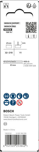 BOSCH Držač i vodeća burgija za testeru za otvore, 32–210×44 mm - Telo za prihvat T AP H 6.35x102 (2608594621)-SBT Alati Beograd