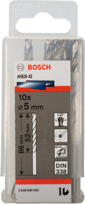 Bosch burgija za metal HSS-G, DIN 338 5 x 52 x 86 mm pakovanje od 10 komada - 2608595062