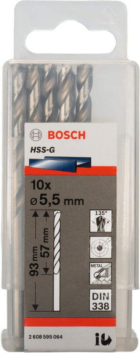 Bosch burgija za metal HSS-G, DIN 338 5,5 x 57 x 93 mm pakovanje od 10 komada - 2608595064