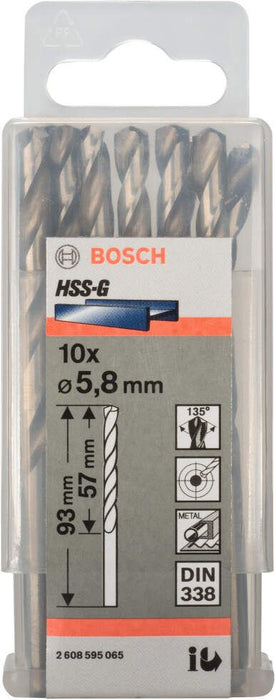 Bosch burgija za metal HSS-G, DIN 338 5,8 x 57 x 83 mm pakovanje od 10 komada - 2608595065