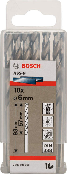 Bosch burgija za metal HSS-G, DIN 338 6 x 57 x 93 mm pakovanje od 10 komada - 2608595066