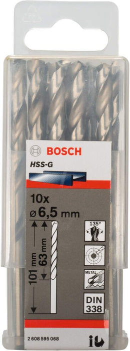 Bosch burgija za metal HSS-G, DIN 338 6,5 x 63 x 101 mm pakovanje od 10 komada - 2608595068