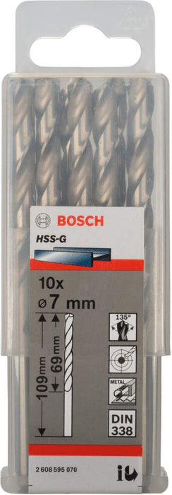 Bosch burgija za metal HSS-G, DIN 338 7 x 69 x 109 mm pakovanje od 10 komada - 2608595070