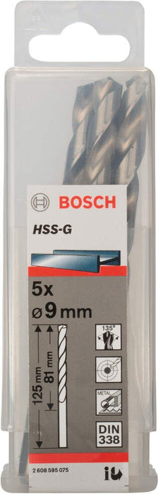 Bosch burgija za metal HSS-G, DIN 338 9 x 81 x 125 mm pakovanje od 5 komada - 2608595075
