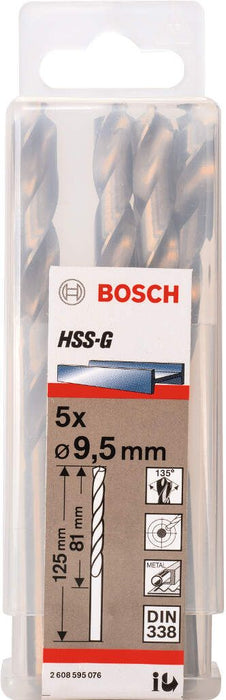 Bosch burgija za metal HSS-G, DIN 338 9,5 x 81 x 125 mm pakovanje od 5 komada - 2608595076