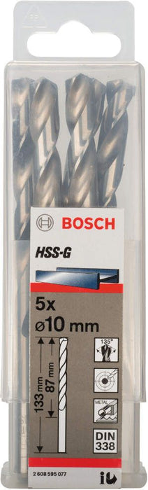 Bosch burgija za metal HSS-G, DIN 338 10 x 87 x 133 mm pakovanje od 5 komada - 2608595077