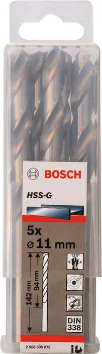 Bosch burgija za metal HSS-G, DIN 338 11 x 94 x 142 mm pakovanje od 5 komada - 2608595079