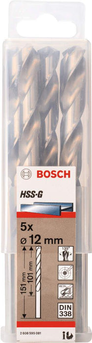 Bosch burgija za metal HSS-G, DIN 338 12 x 101 x 151 mm pakovanje od 5 komada - 2608595081
