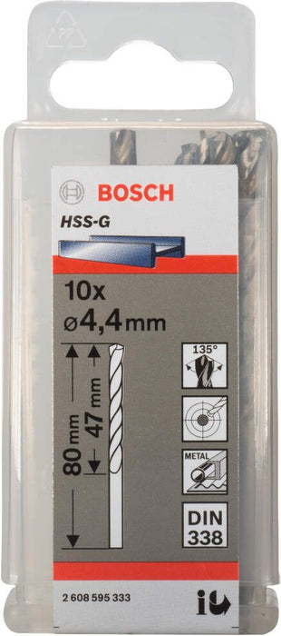 Bosch burgija za metal HSS-G, DIN 338 4,4 x 47 x 80 mm pakovanje od 10 komada - 2608595333