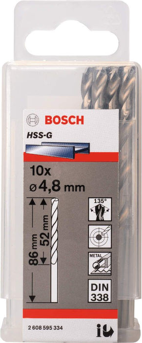 Bosch burgija za metal HSS-G, DIN 338 4,8 x 52 x 83 mm pakovanje od 10 komada - 2608595334