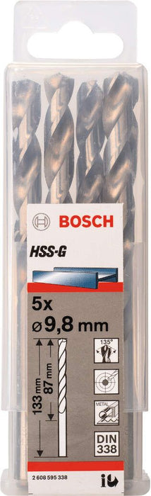 Bosch burgija za metal HSS-G, DIN 338 9,8 x 87 x 133 mm pakovanje od 5 komada - 2608595338