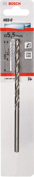 Bosch burgija za metal HSS-G, DIN 340 5,5 x 91 x 139 mm pakovanje od 1 komada - 2608595684
