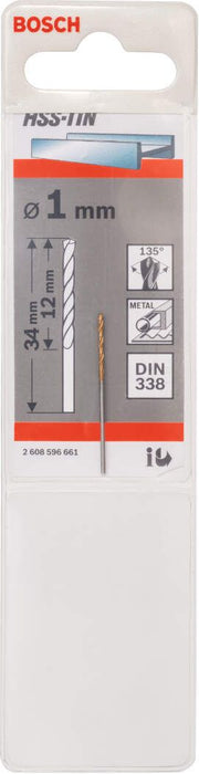 Bosch burgija za metal HSS-TiN, DIN 338 1 x 12 x 34 mm pakovanje od 1 komada - 2608596661