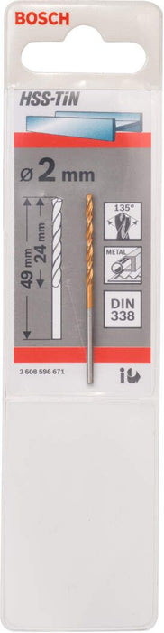 Bosch burgija za metal HSS-TiN, DIN 338 2 x 24 x 49 mm pakovanje od 1 komada - 2608596671