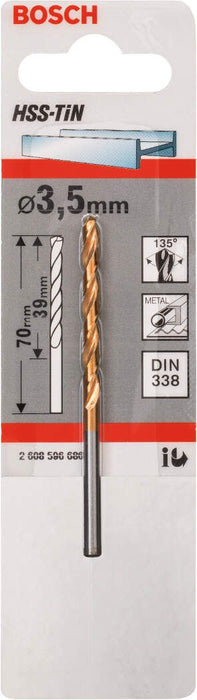 Bosch burgija za metal HSS-TiN, DIN 338 3,5 x 39 x 70 mm pakovanje od 1 komada - 2608596686