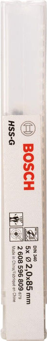Bosch burgija za metal HSS-G, DIN 340 2 x 56 x 85 mm pakovanje od 5 komada - 2608596809