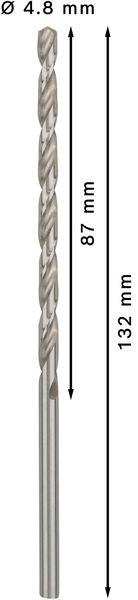 BOSCH PRO Metal HSS-G spiralna burgija velike dužine, 4,8×87×132 mm, 5 kom. - Burgija za metal HSS-G,DIN340 4,8x87x132 (2608596819)-SBT Alati Beograd