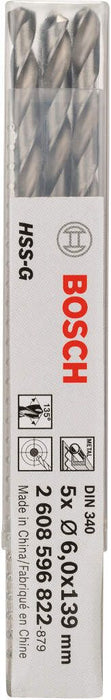 Bosch burgija za metal HSS-G, DIN 340 6 x 91 x 139 mm pakovanje od 5 komada - 2608596822