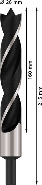 BOSCH PRO Wood spiralna burgija za drvo, 26×160×215 mm - Burgija za drvo standard26x145x215, d 13 (2608597206)-SBT Alati Beograd
