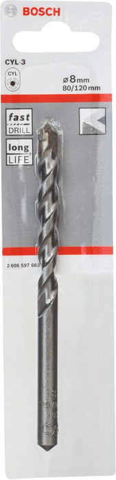 Bosch burgija za beton CYL-3 8 x 80 x 120 mm, d 7,5 mm pakovanje od 1 komada - 2608597663