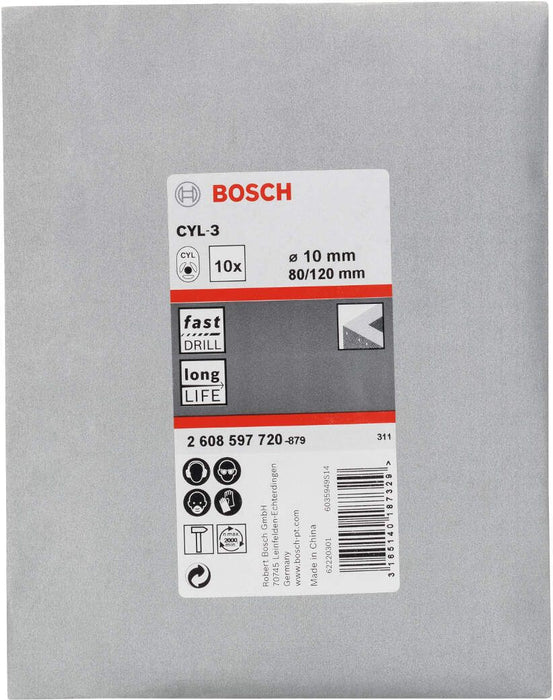 Bosch burgija za beton CYL-3 10 x 80 x 120 mm, d 9 mm pakovanje od 10 komada - 2608597720