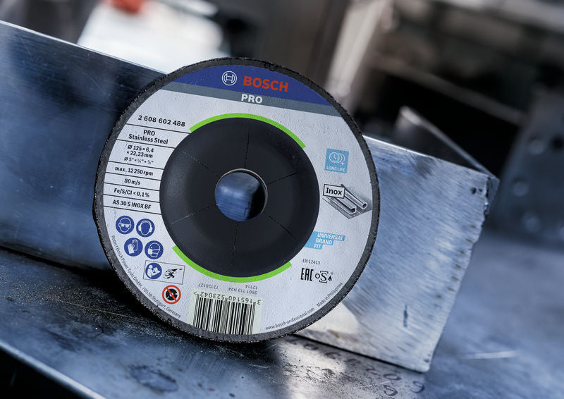 BOSCH PRO Stainless Steel brusni disk, 115×6×22,23 mm - Brus.ploča ispupčena AS30S INOX BF,115x6 (2608600539)-SBT Alati Beograd