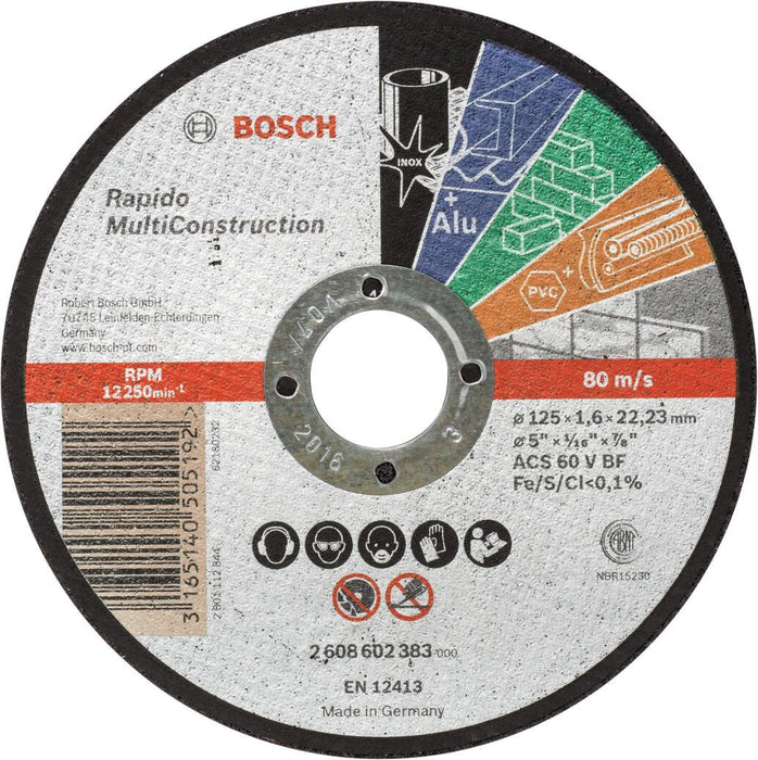 Bosch rezna ploča ravna Rapido Multi Construction ACS 46 V BF, 125 mm, 1,6 mm - 2608602383
