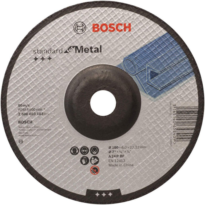 Bosch brusna ploča ispupčena Standard for Metal A 24 P BF, 180 mm, 22,23 mm, 6,0 mm - 2608603183