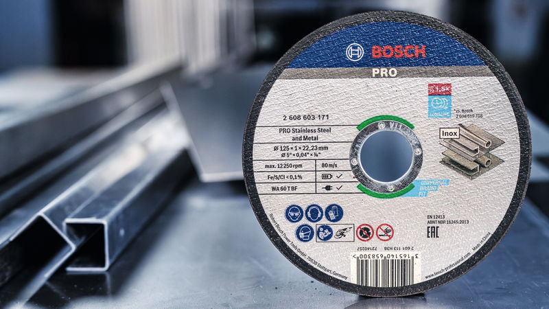 BOSCH PRO Stainless Steel and Metal lepljena rezna ploča, 150×1,6×22,23 mm, ravna, oSa - Br.disk,Expertforinox150X1.6X22.23mm,rav (2608603405)-SBT Alati Beograd