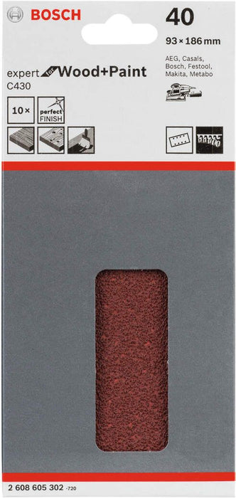 Bosch brusni list C430, 93 x 186mm - granulacija 40; pakovanje od 10 komada (2608605302)