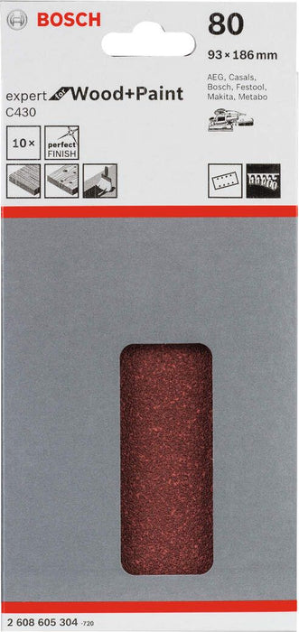 Bosch brusni list C430, 93 x 186mm - granulacija 80; pakovanje od 10 komada (2608605304)