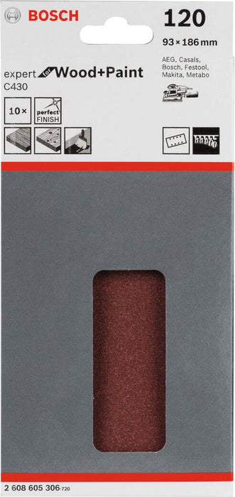 Bosch brusni list C430, 93 x 186mm - granulacija 120; pakovanje od 10 komada (2608605306)
