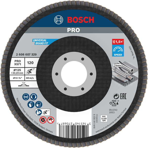 BOSCH PRO X571 lamelna brusna ploča, ravan, 125 mm, G120 - Lam.Br.disk-ravni; BestForMetal125,P120 (2608607329)-SBT Alati Beograd
