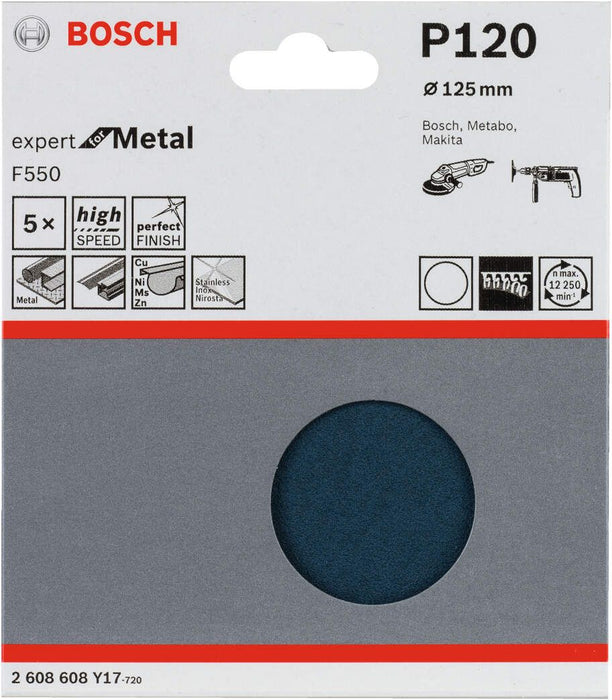 Bosch brusni list F550, pakovanje od 5 komada 125 mm, 120 pakovanje od 5 komada - 2608608Y17