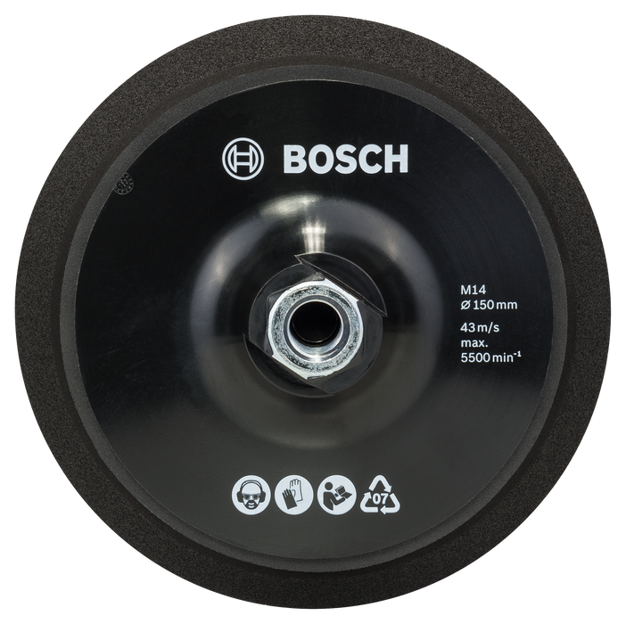 BOSCH Potporni tanjir M14, Ø 150 mm, sa sistemom prihvata na čičak - M14 čičak za sunđere za poliranje 170 mm (2608612027)-SBT Alati Beograd