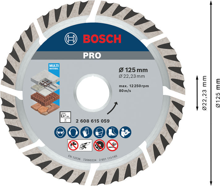 BOSCH PRO Multi Material dijamantska rezna ploča, 125×22,23 mm, 10 kom. -   (2608615060)