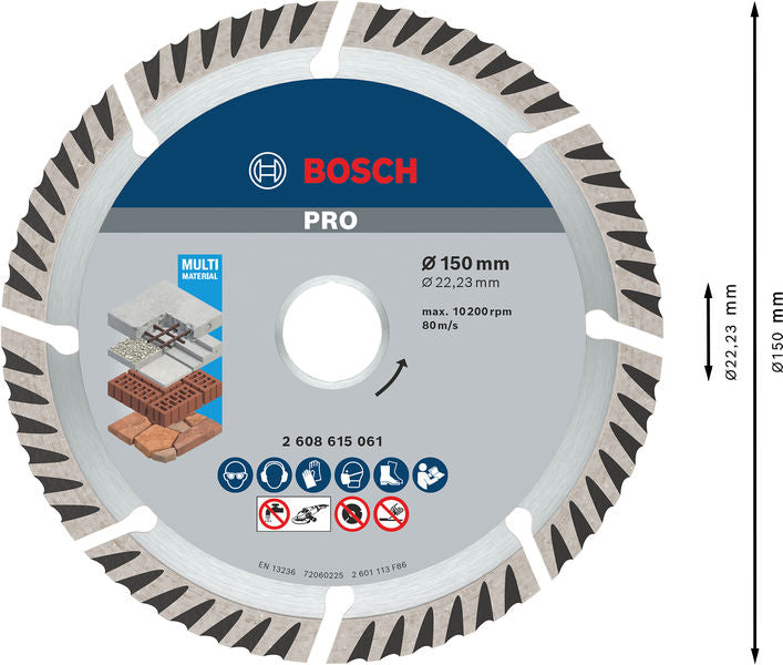 BOSCH PRO Multi Material dijamantska rezna ploča, 150×22,23 mm, 10 kom. -   (2608615062)